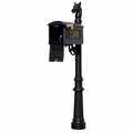 Lewiston LMC-LKIT-801-BL Mailbox Locking Insert Post System, Fluted Base Horsehead Finial, 3 Cast Plates-Black LMC-LKIT-801-BLK